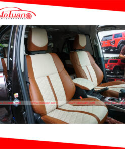 Bọc ghế da Fortuner 2017 kiểu nâu trắng