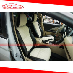 Bọc ghế da Xpander kem phối đen vân Carbon