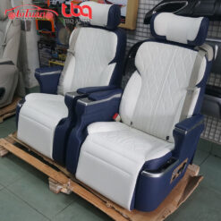Ghế Limousine xanh Navy phối trắng đầy đủ chức năng cao cấp