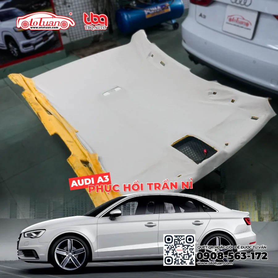 nang-cap-noi-that-xe-Audi-1 Phục hồi trần nỉ xe Audi A3