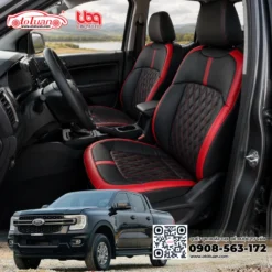 Mẫu ghế da Ford Ranger 2026 màu đen đỏ