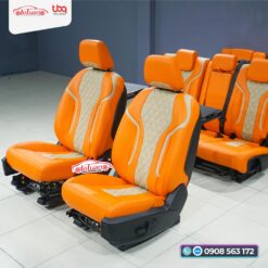 Bọc ghế da Ford Everest màu cam trắng