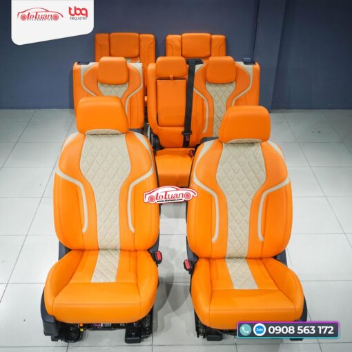 Bọc ghế da Ford Everest màu cam trắng