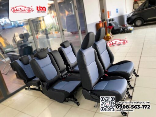 Nệm ghế da xe Xpander màu xanh navy phối đen