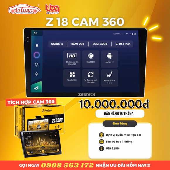 Màn hình android Zestech Z18 Camera 360