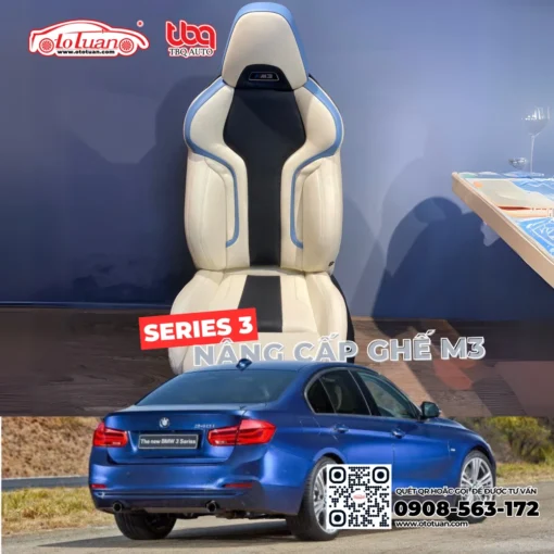 Nâng cấp ghế BMW Series 3 thành ghế M3 trắng kem