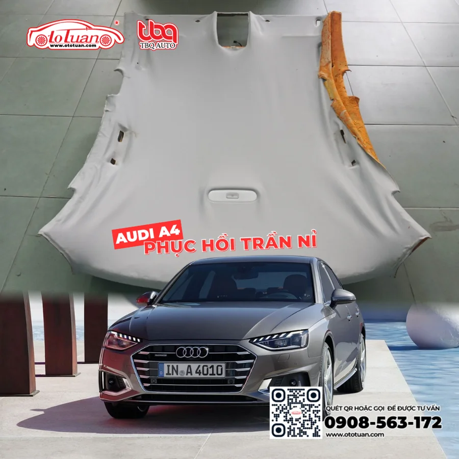 nang-cap-noi-that-xe-Audi-17 Phục hồi trần nỉ xe Audi A4