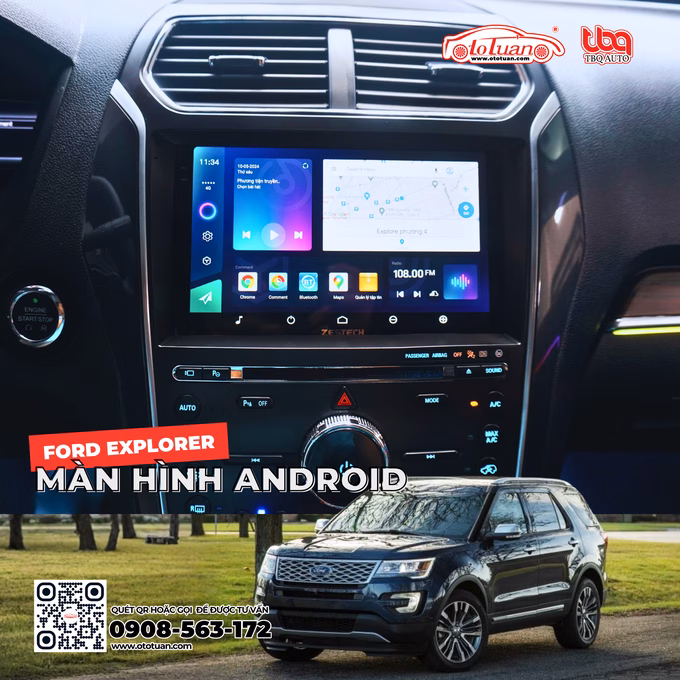 Màn hình android tương thích tốt với xe Explorer nhờ CAN BUS