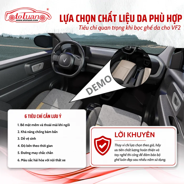 Lựa chọn chất liệu da phù hợp với VinFast VF2