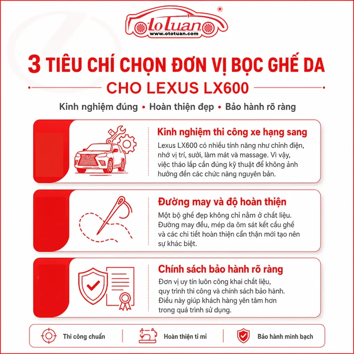 3 Tiêu chí chọn đơn vị bọc ghế da