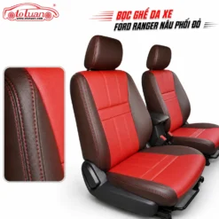 Bọc ghế da xe Ford Ranger nâu phối đỏ