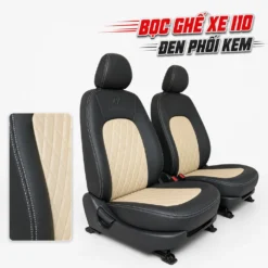 Bọc ghế xe i10 đen phối kem