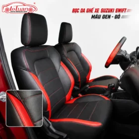 Bọc da ghế xe Suzuki Swift màu đen - đỏ