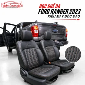 Bọc ghế da xe Ford Ranger 2023 màu đen kiểu may độc đáo