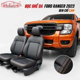 Bọc ghế da xe Ford Ranger 2023 màu đen chỉ cam