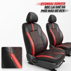 Hyundai Sonata bọc lại ghế da phối màu đỏ đen