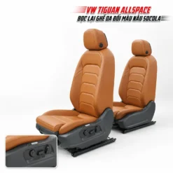 VW Tiguan Allspace bọc lại ghế da đổi màu nâu socola