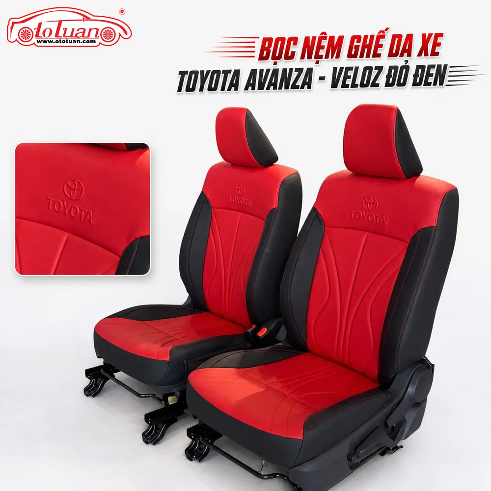 Bọc nệm ghế da xe Toyota Avanza - Veloz đỏ đen Bọc nệm ghế da xe Toyota Avanza - Veloz đỏ đen