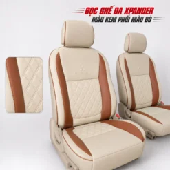 Bọc ghế da Xpander màu kem phối màu bò