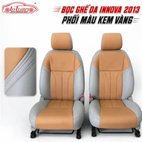 Bọc ghế da Innova 2013 phối màu kem vàng