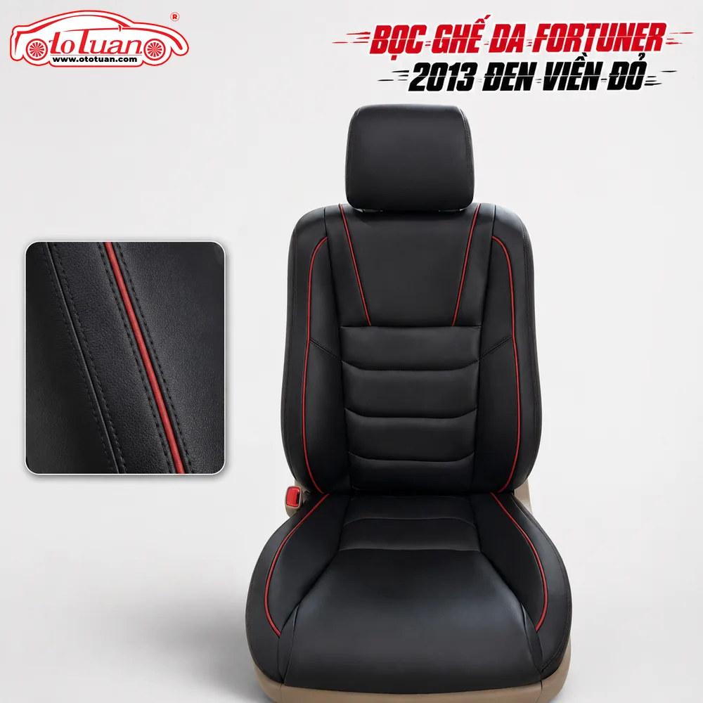 Bọc ghế da Fortuner 2013 đen viền đỏ Bọc ghế da Fortuner 2013 đen viền đỏ