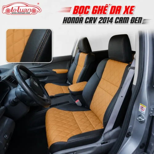 Bọc ghế da xe Honda CRV 2014 Cam Đen