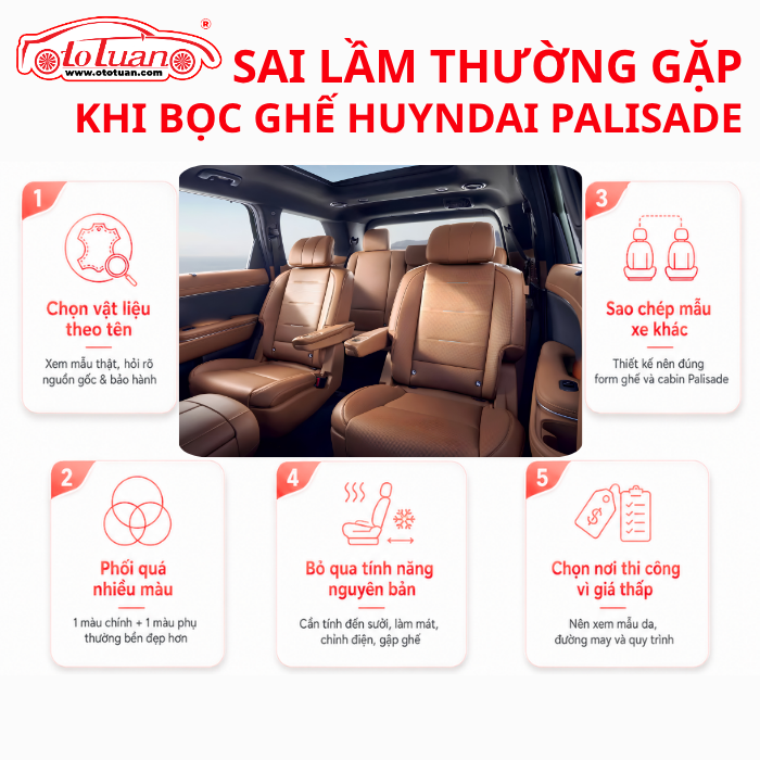 Sai lầm thường gặp khi bọc ghế Hyundai Palisade