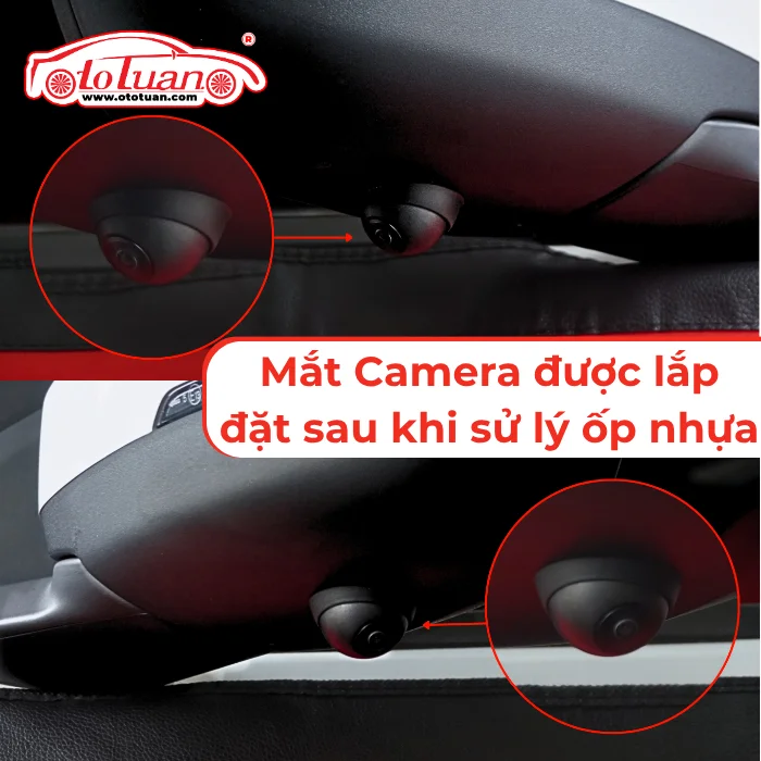 Hình ảnh Camera 360 lắp đặt sau khi xử lý ốp nhựa dưới gương