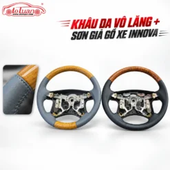 Khâu da vô lăng + Sơn giả gỗ xe innova