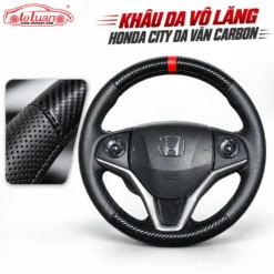 Khâu da vô lăng Honda City da vân carbon