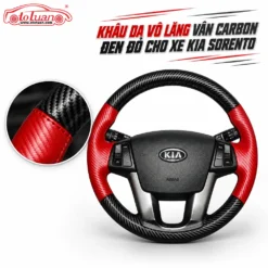 Khâu da vô lăng vân carbon đen đỏ cho xe Kia Sorento