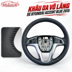 Khâu da vô lăng xe Hyundai Accent blue 2015