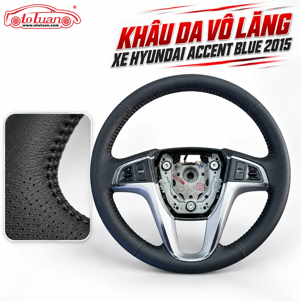 Khâu da vô lăng xe Hyundai Accent blue 2015 Khâu da vô lăng xe Hyundai Accent blue 2015