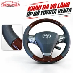 Khâu da vô lăng kết hợp ốp gỗ Toyota Venza