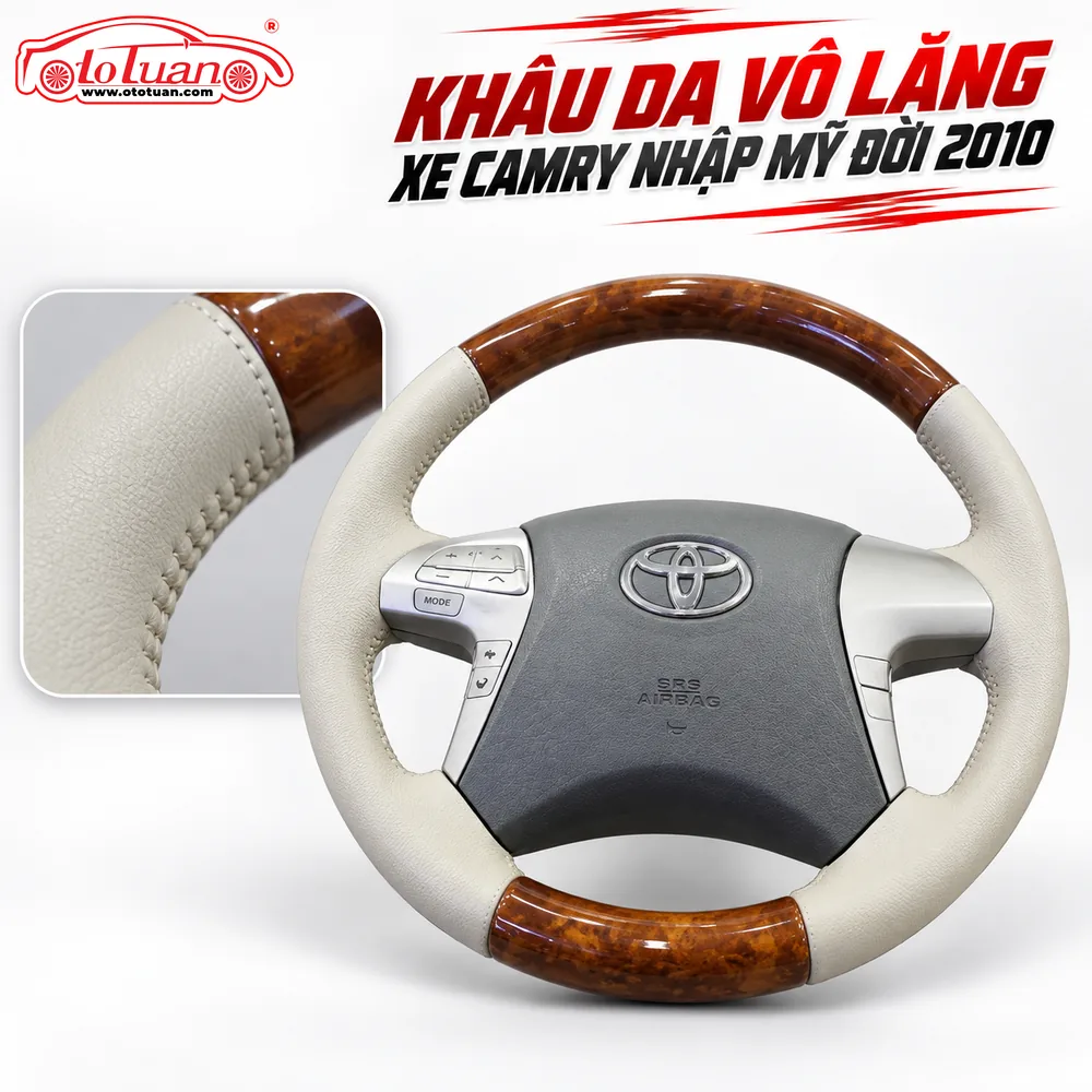 Khâu da vô lăng xe Camry nhập Mỹ đời 2010 Khâu da vô lăng xe Camry nhập Mỹ đời 2010
