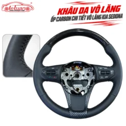Khâu da vô lăng, ốp carbon chi tiết vô lăng Kia Sedona