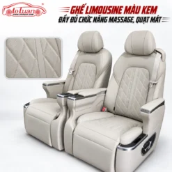 Ghế Limousine màu kem đầy đủ chức năng massage, quạt mát