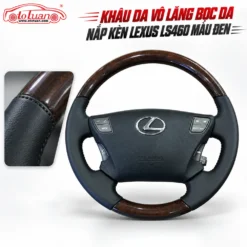 Khâu da vô lăng bọc da nắp kèn Lexus LS460 màu đen