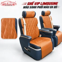 Ghế VIP Limousine màu xanh phối màu da bò