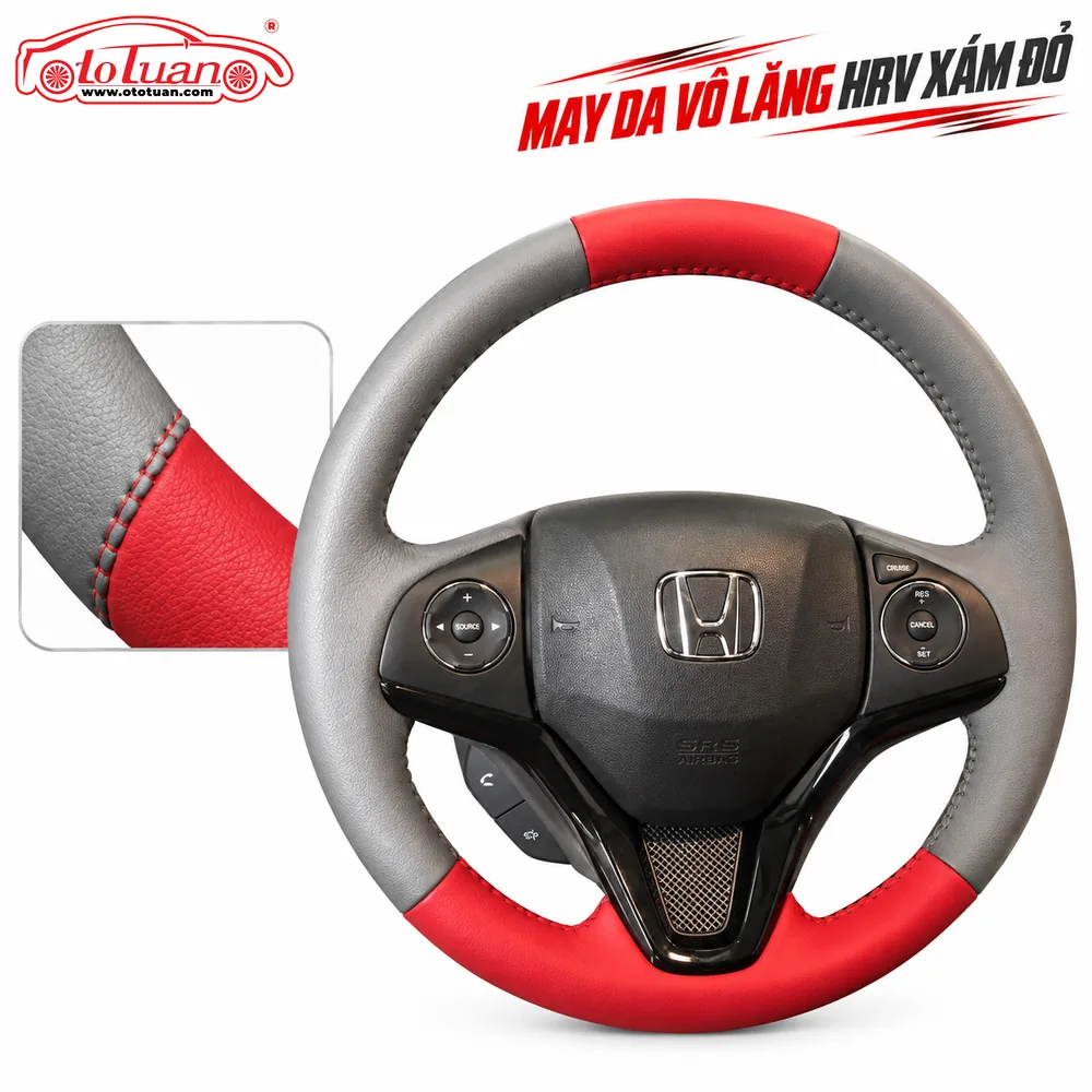 May da vô lăng HRV xám đỏ May da vô lăng HRV xám đỏ