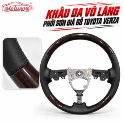 Khâu da vô lăng ốp gỗ Toyota Venza
