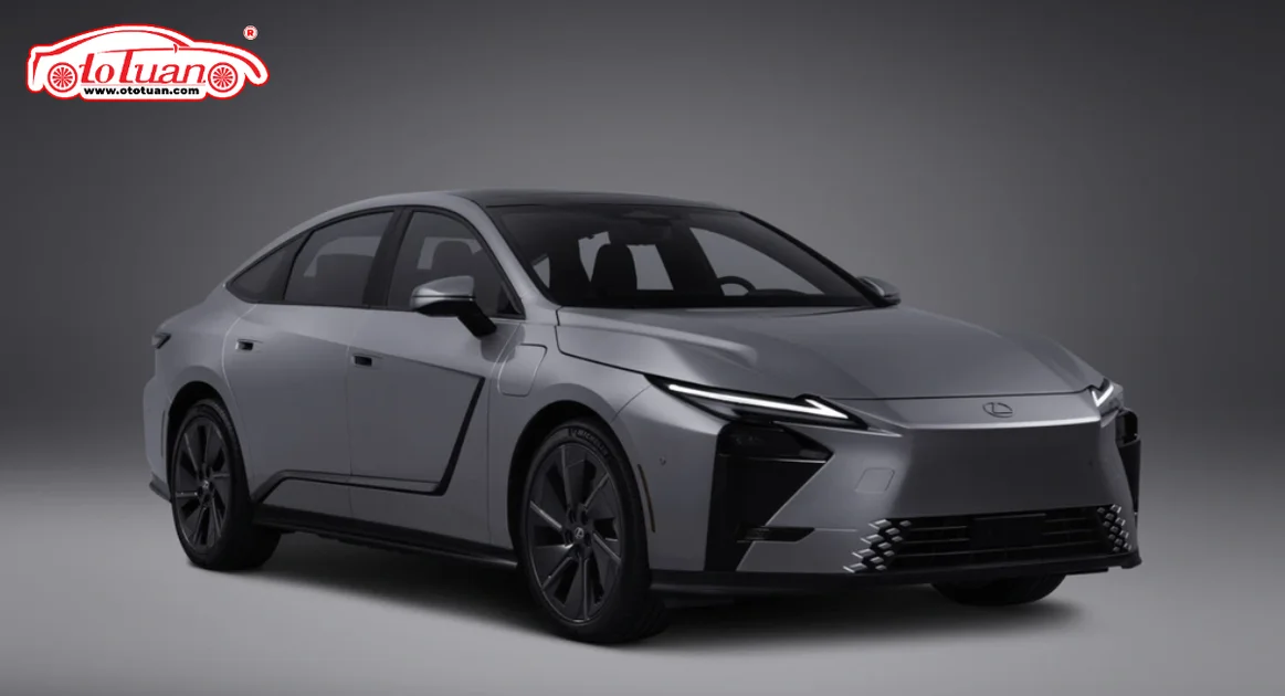 Lexus ES thế hệ mới màu bạc nhìn từ góc trước bên trái