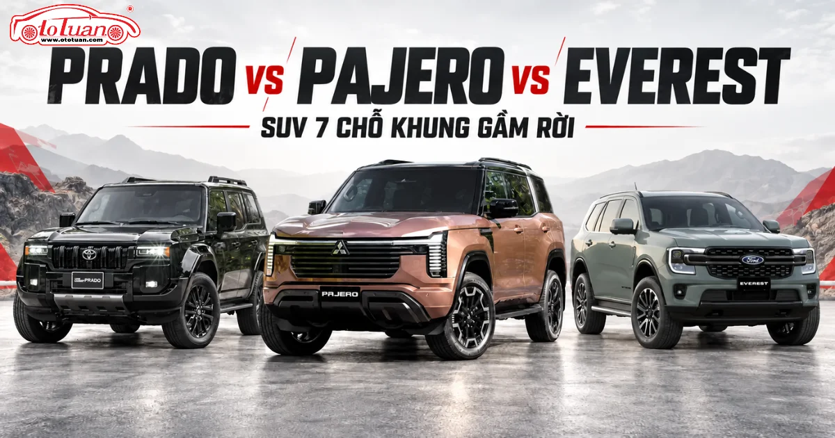 So sánh Mitsubishi Pajero thế hệ mới với Toyota Land Cruiser Prado và Ford Everest