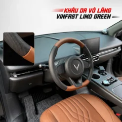 Khâu da vô lăng xe Vinfast Limo Green