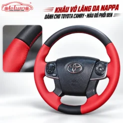 Khâu vô lăng da Nappa dành cho Toyota Camry - Màu đỏ phối đen