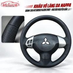 Khâu vô lăng da Nappa dành cho Mitsubishi Pajero Sport – Màu đen nguyên bản