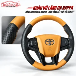 Khâu vô lăng da Nappa dành cho Toyota Innova – Màu vàng kết hợp với đen