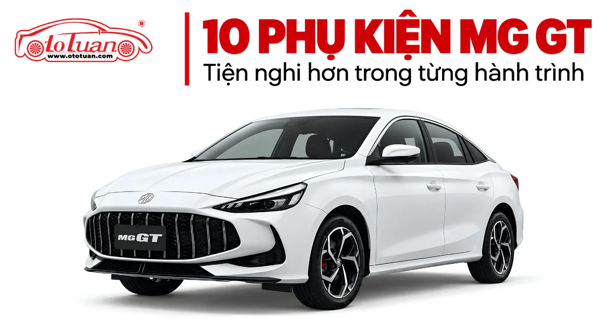 MG GT màu trắng trong ảnh bìa bài giới thiệu 10 phụ kiện ô tô của Ô tô Tuấn.