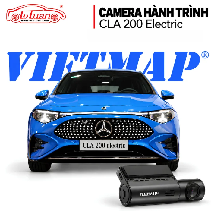 Ảnh minh họa Mercedes CLA 200 Electric cùng camera hành trình VIETMAP